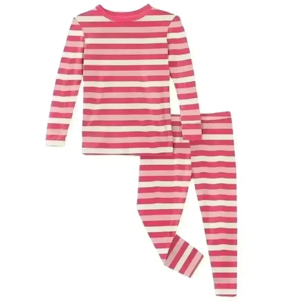 Kickee 2 Piece Stripped Girl Pajamas 2T